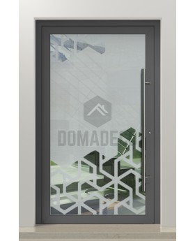 PIVOT Glass S12 - aluminium frosted pivot door with with transparent decor