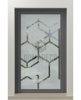 PIVOT Glass S13 - aluminium frosted pivot door with with transparent decor