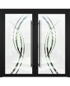 LIM GLASS double S - frosted aluminium double door with transparent motif
