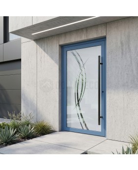 blue aluminium front door milk with transparent decor