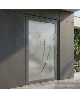 Anthracite aluminium front door milk with transparent decor