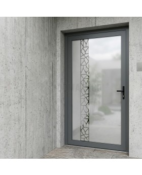 Anthracite aluminium front door milk with transparent decor