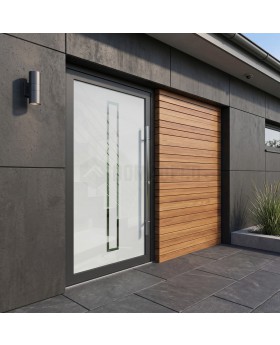 Anthracite origin frosted front door with transparent decor