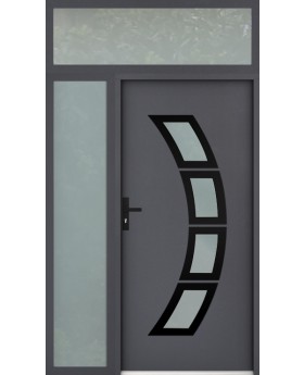 custom configuration - STA steel door with left and top glass panel (view from the outside)
