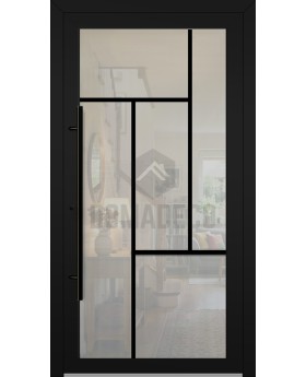 LIM MN1 - fully glazed aluminium entry door with muntins (glazing bars)