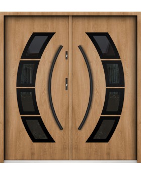 Sta Taurus Double noir - high security exterior metal double door with glass and black frame