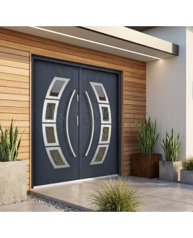 Anthracite high security exterior metal double door with glass