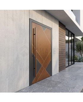 LIM V10 - aluminium front door with wooden decor