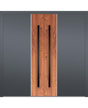 LIM V22 double - double aluminium front door with wooden decor