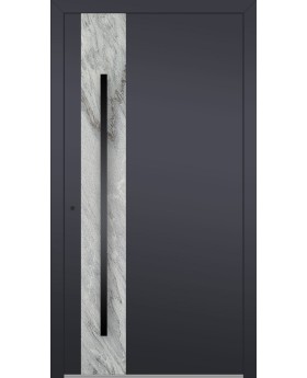 LIM V41 - aluminium front door covered with white rock stone texture