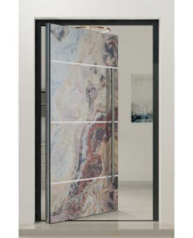 PIVOT V46 - aluminium door pivot with with sand rock stone