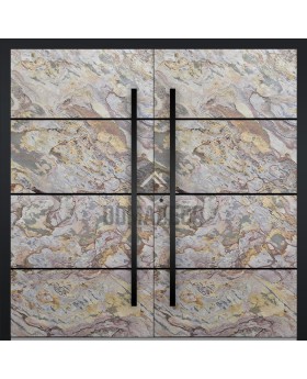 Aluminium double front door with sand rock stone