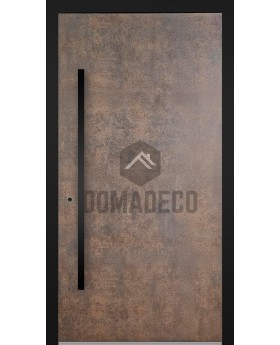 LIM V53 - rust aluminium entry door covered with corten sintered quartz