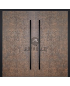 Double aluminium front door covered with sintered quartz