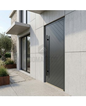 Anthracite prehung aluminium exterior door 