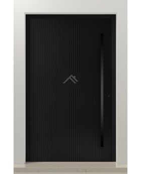PIVOT V62 - aluminium pivot entry door with vertical milling