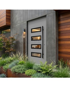 Silver modern aluminium front door