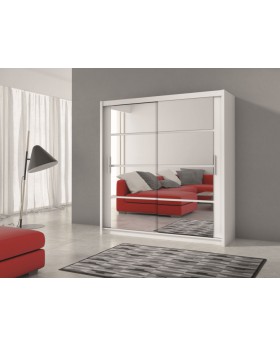 Derby 203 - White wardrobe with mirror