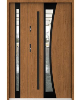 Sta Gemini Duo Noir - modern steel entrance door with side panel