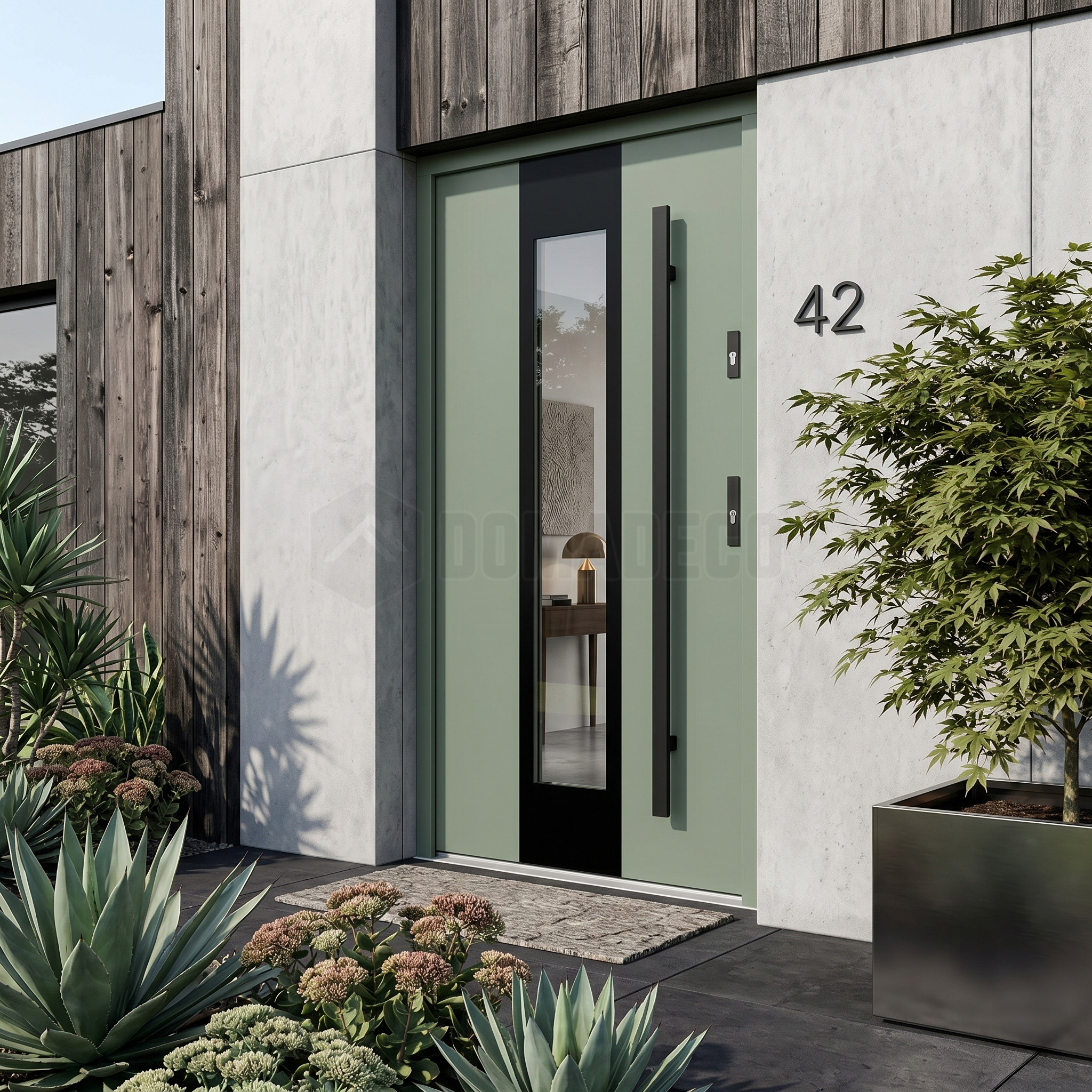 Green exterior steel door