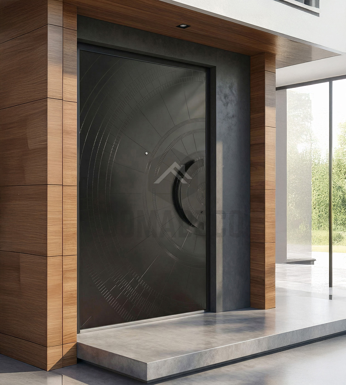Black aluminum pivot door