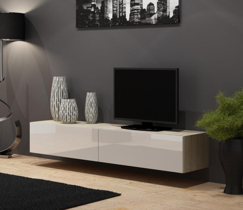 Seattle 25 - tv stand with storage - oak and white