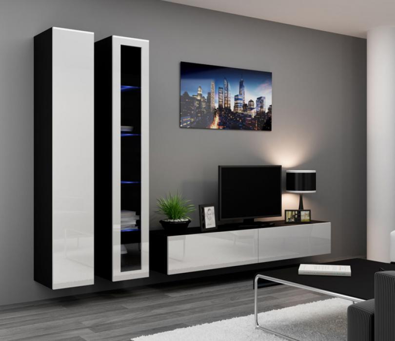 Seattle 11 - white and black living room wall units