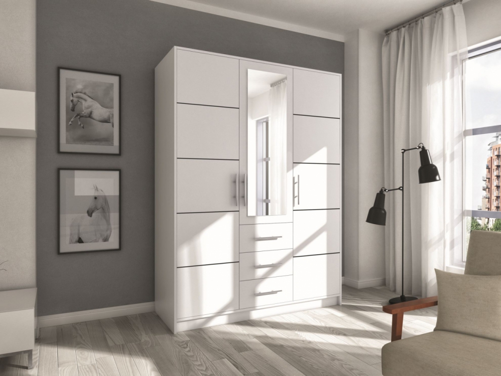 Bolton D3 - white wardrobe with drawers